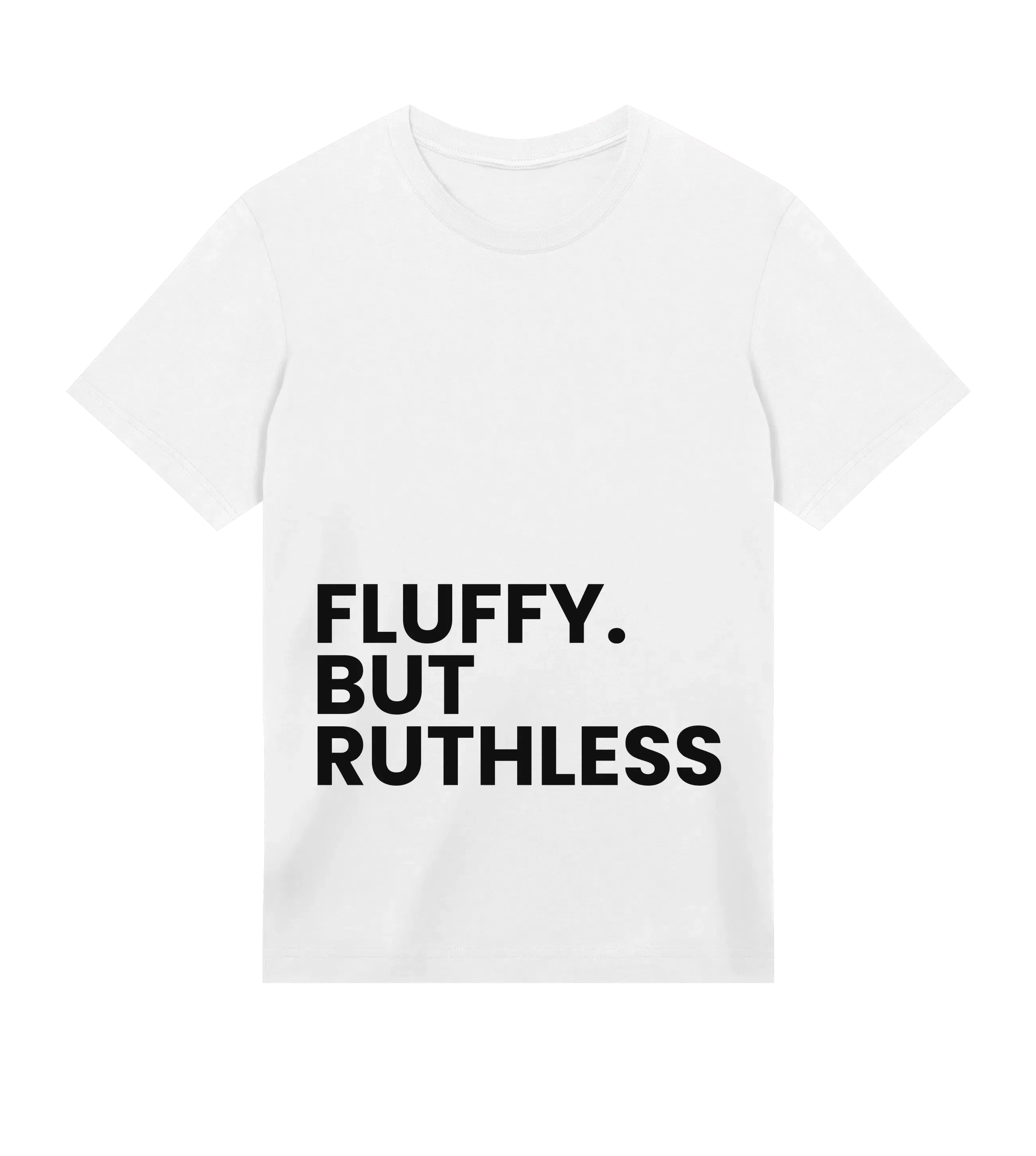 The Dog Dad® Fluffy. But Ruthless T-Shirt - Dog Dad t-shirt in #color_white