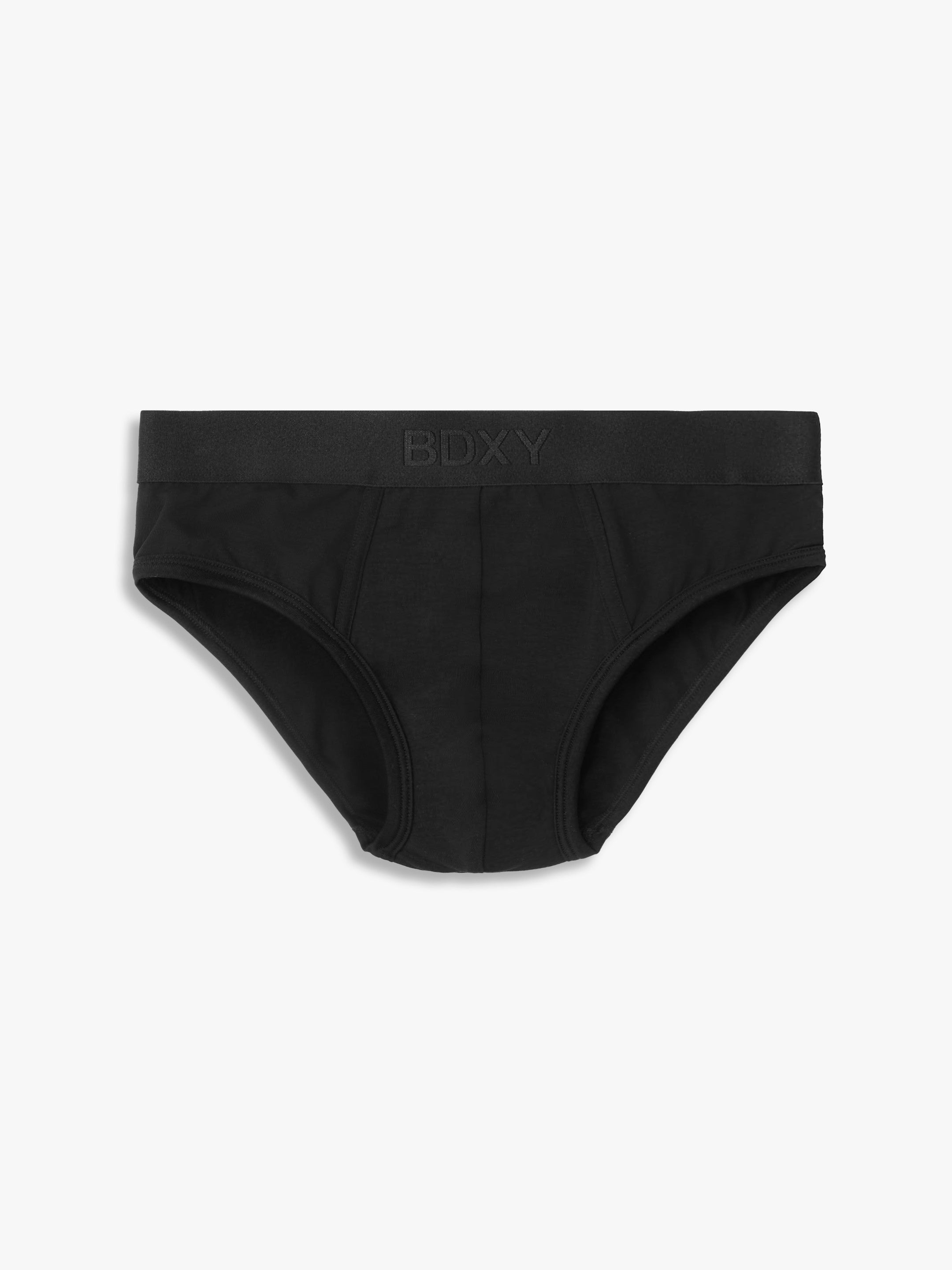 Black men's underwear with 'BOXY' branding on a white background