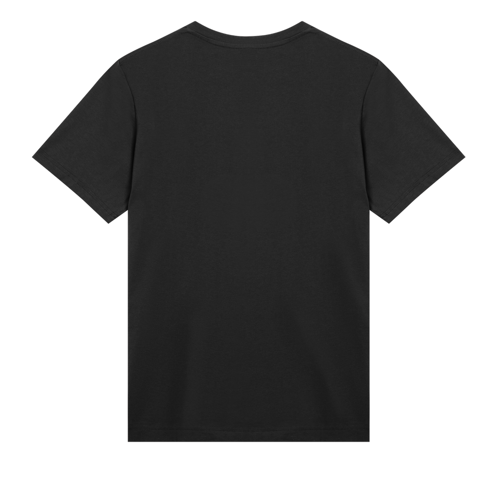 Black t-shirt on a white background